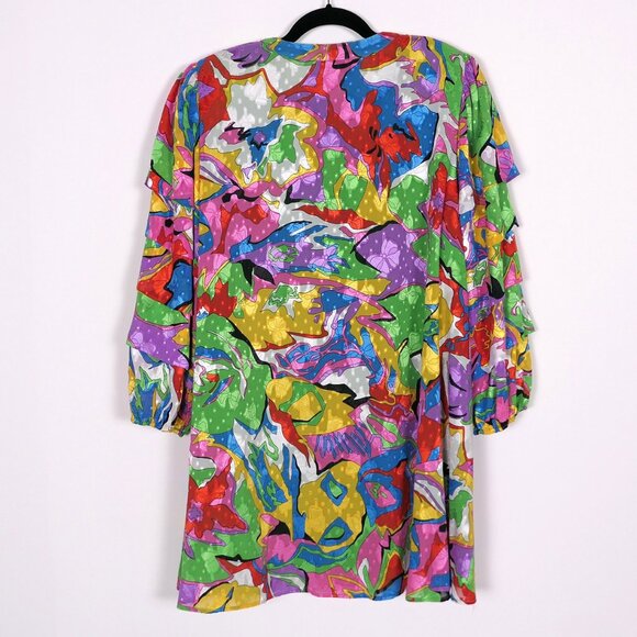 VTG Diane Freis Bold Colorful Abstract Sequin Gold Buttoned Cardigan New NWOT - Picture 5 of 9